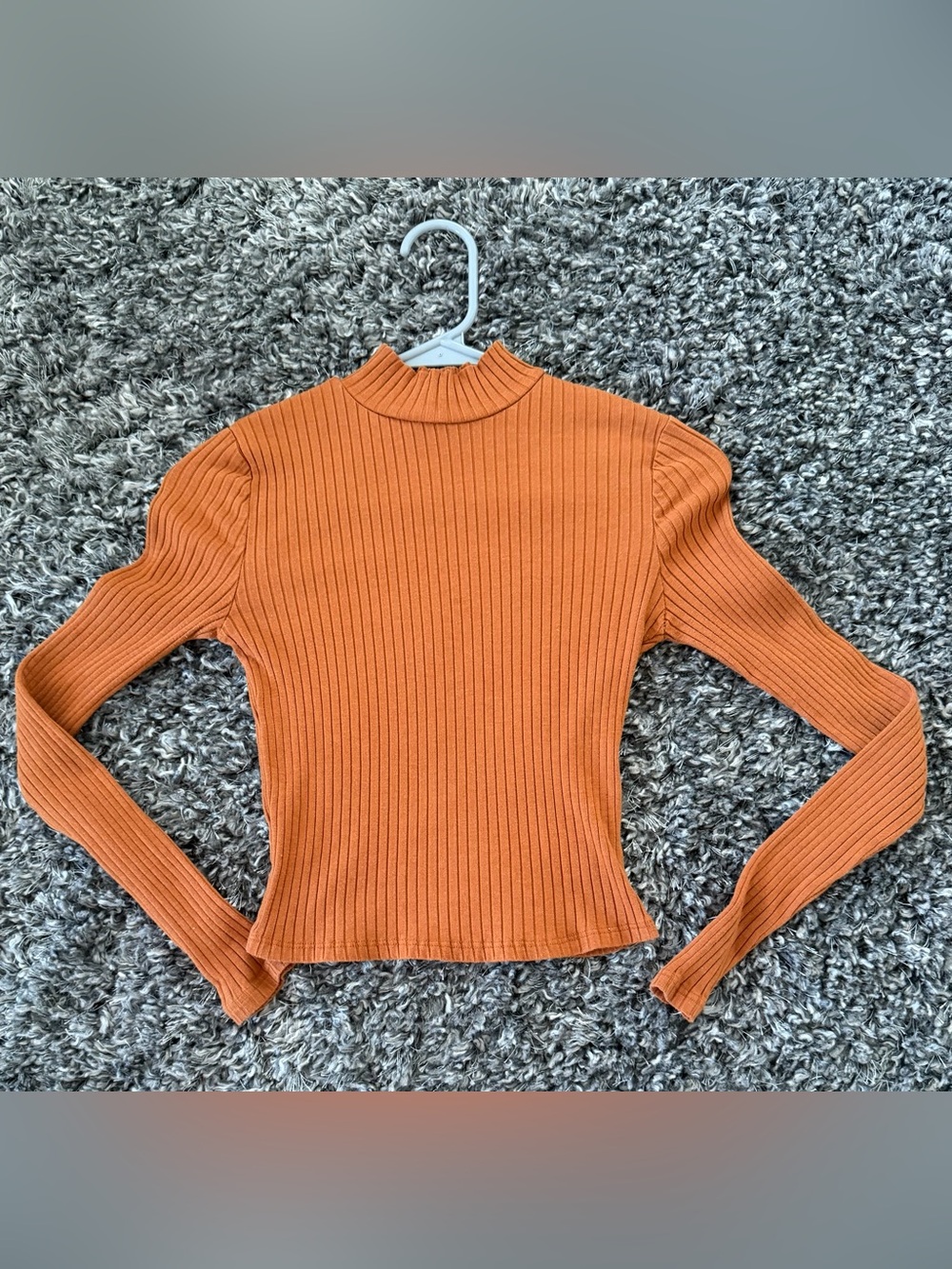 Essentials by Full Tilt Ribbed Mock Neck Long Sleeve Crop Top Orange Size Small